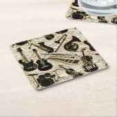 Blad Muziek en instrumenten zwart/goud ID481 Kartonnen Onderzetters (Schuin)