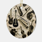 Blad Muziek en instrumenten zwart/goud ID481 Keramisch Ornament (Links)
