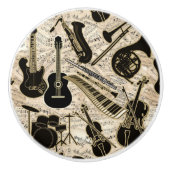 Blad Muziek en instrumenten zwart/goud ID481 Keramische Knop (Voorkant)