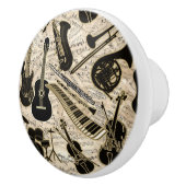 Blad Muziek en instrumenten zwart/goud ID481 Keramische Knop (Rechts)