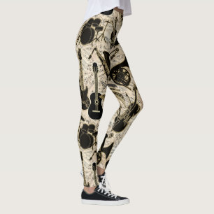 Blad Muziek en instrumenten zwart/goud ID481 Leggings