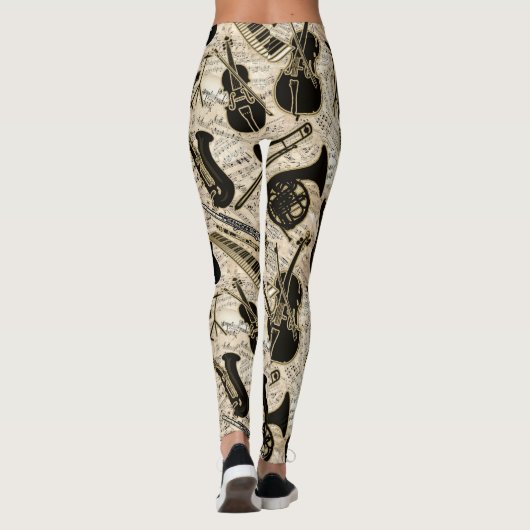 Blad Muziek en instrumenten zwart/goud ID481 Leggings (Achterkant)