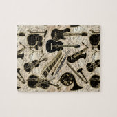 Blad Muziek en instrumenten zwart/goud ID481 Legpuzzel (Horizontaal)