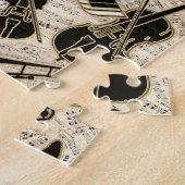 Blad Muziek en instrumenten zwart/goud ID481 Legpuzzel (Zijkant)