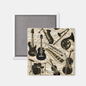 Blad Muziek en instrumenten zwart/goud ID481 Magneet (Voorkant / Achterkant)