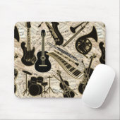 Blad Muziek en instrumenten zwart/goud ID481 Muismat (Met muis)