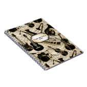 Blad Muziek en instrumenten zwart/goud ID481 Notitieboek (Rechterzijde)