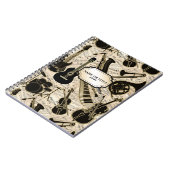 Blad Muziek en instrumenten zwart/goud ID481 Notitieboek (Linkerzijde)