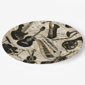 Blad Muziek en instrumenten zwart/goud ID481 Papieren Bordje (Gekanteld)