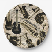 Blad Muziek en instrumenten zwart/goud ID481 Papieren Bordje (Voorkant)