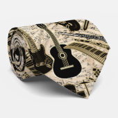 Blad Muziek en instrumenten zwart/goud ID481 Stropdas (Opgerold)