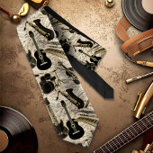 Blad Muziek en instrumenten zwart/goud ID481 Stropdas