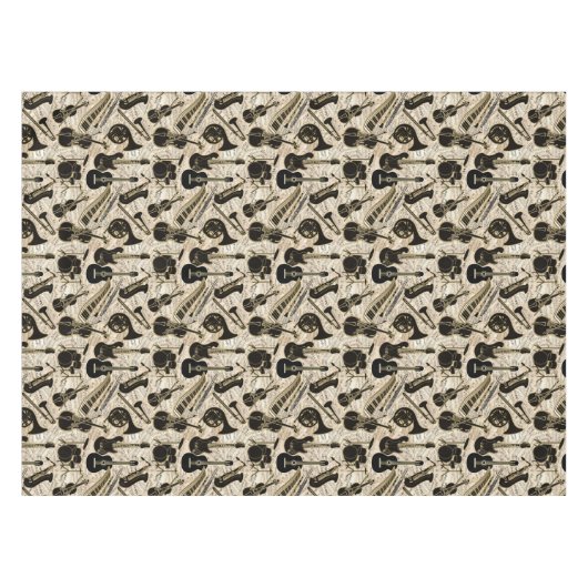 Blad Muziek en instrumenten zwart/goud ID481 Tafelkleed (Voorkant (Horizontaal))
