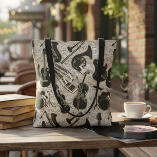 Blad Muziek en instrumenten zwart/goud ID481 Tote Bag