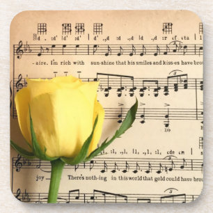 Blad Muziek Geel Rose Bier Onderzetter