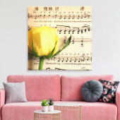 Blad Muziek Geel Rose Canvas Afdruk (Insitu (Woonkamer))