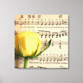 Blad Muziek Geel Rose Canvas Afdruk (Voorkant)