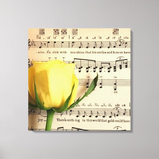 Blad Muziek Geel Rose Canvas Afdruk (Voorkant)