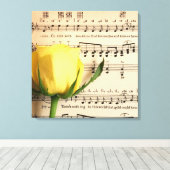 Blad Muziek Geel Rose Canvas Afdruk (Insitu (Houten vloer))