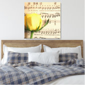 Blad Muziek Geel Rose Canvas Afdruk (Insitu (Slaapkamer))
