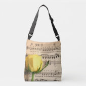 Blad Muziek Geel Rose Crossbody Tas (Voorkant)