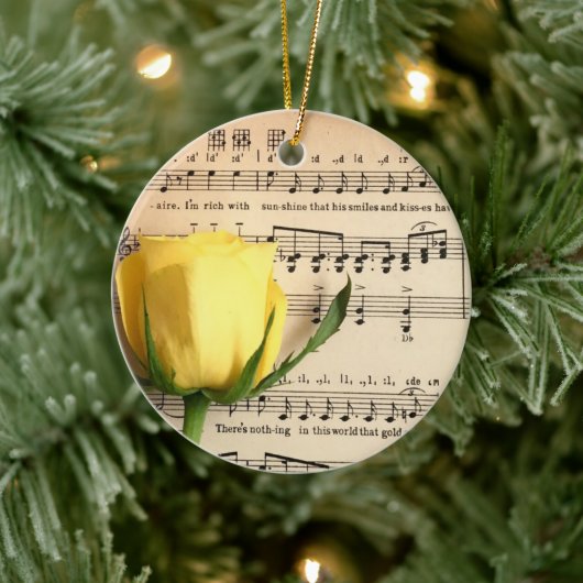 Blad Muziek Geel Rose Keramisch Ornament (Boom)