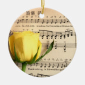 Blad Muziek Geel Rose Keramisch Ornament (Voorkant)