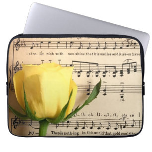 Blad Muziek Geel Rose Laptop Sleeve