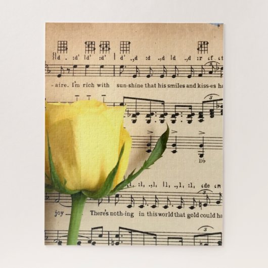 Blad Muziek Geel Rose Legpuzzel (Verticaal)