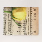 Blad Muziek Geel Rose Legpuzzel (Horizontaal)