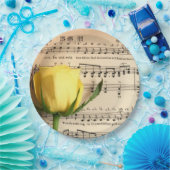 Blad Muziek Geel Rose Papieren Bordje (Feest)