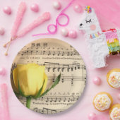 Blad Muziek Geel Rose Papieren Bordje (Feest)