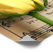 Blad Muziek Geel Rose Poster (Hoek)