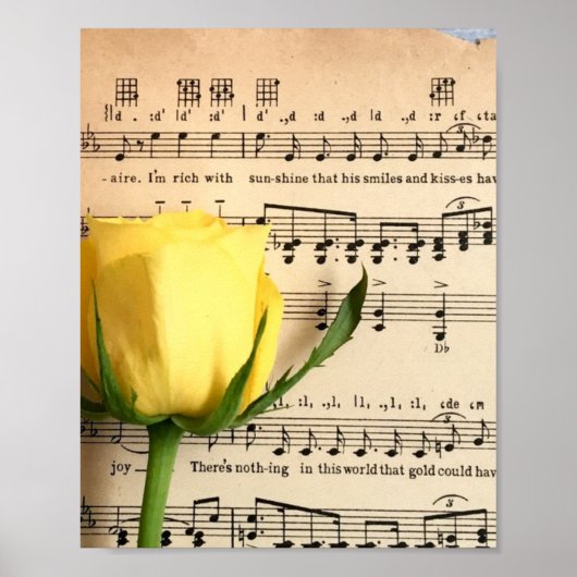 Blad Muziek Geel Rose Poster (Voorkant)
