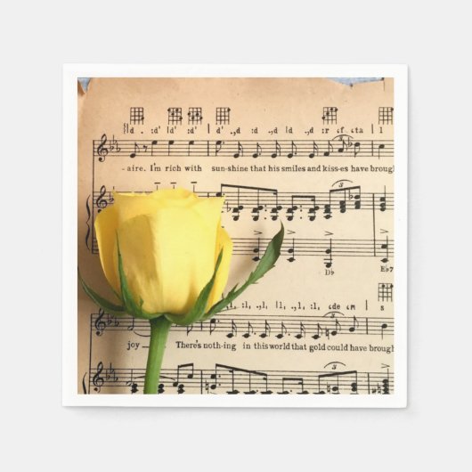 Blad Muziek Geel Rose Servet (Voorkant)