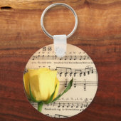 Blad Muziek Geel Rose Sleutelhanger (Voorkant)