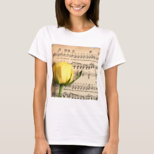 Blad Muziek Geel Rose T-shirt