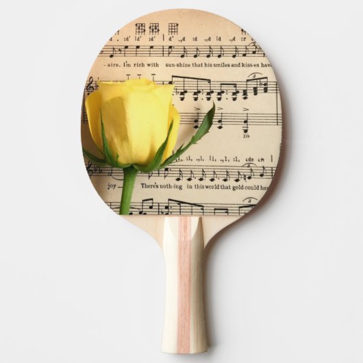 Blad Muziek Geel Rose Tafeltennisbatje (Voorkant)