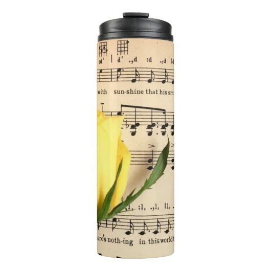Blad Muziek Geel Rose Thermosbeker (Voorkant)