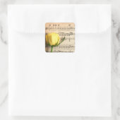 Blad Muziek Geel Rose Vierkante Sticker (Tas)