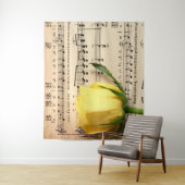 Blad Muziek Geel Rose Wandkleed (In situ)