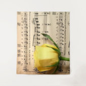 Blad Muziek Geel Rose Wandkleed (Voorkant)