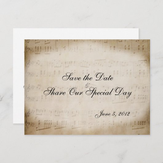 Blad Muziek opslaan Datum Briefkaart (Voorkant / Achterkant)