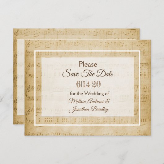 Blad Muziek opslaan Datum Briefkaart (Voorkant / Achterkant)