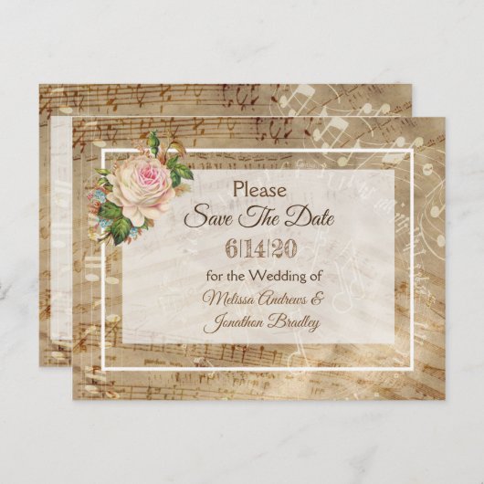 Blad Muziek opslaan Datum Briefkaart (Voorkant / Achterkant)