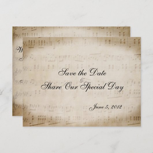 Blad Muziek opslaan Datum Briefkaart (Voorkant / Achterkant)