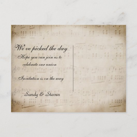 Blad Muziek opslaan Datum Briefkaart (Achterkant)