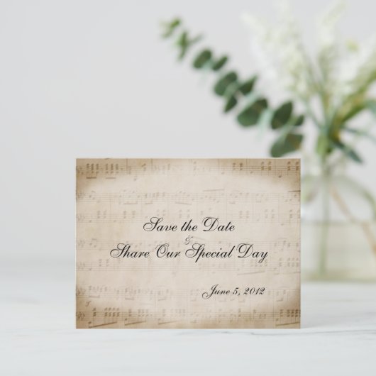 Blad Muziek opslaan Datum Briefkaart (Staand voorkant)