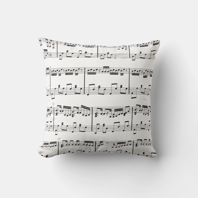 Blad Muziek Pillow Black en White Kussen (Voorkant)