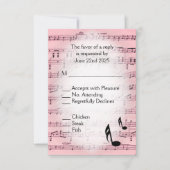 Blad Muziek Roze menu RSVP Keuze (Voorkant)